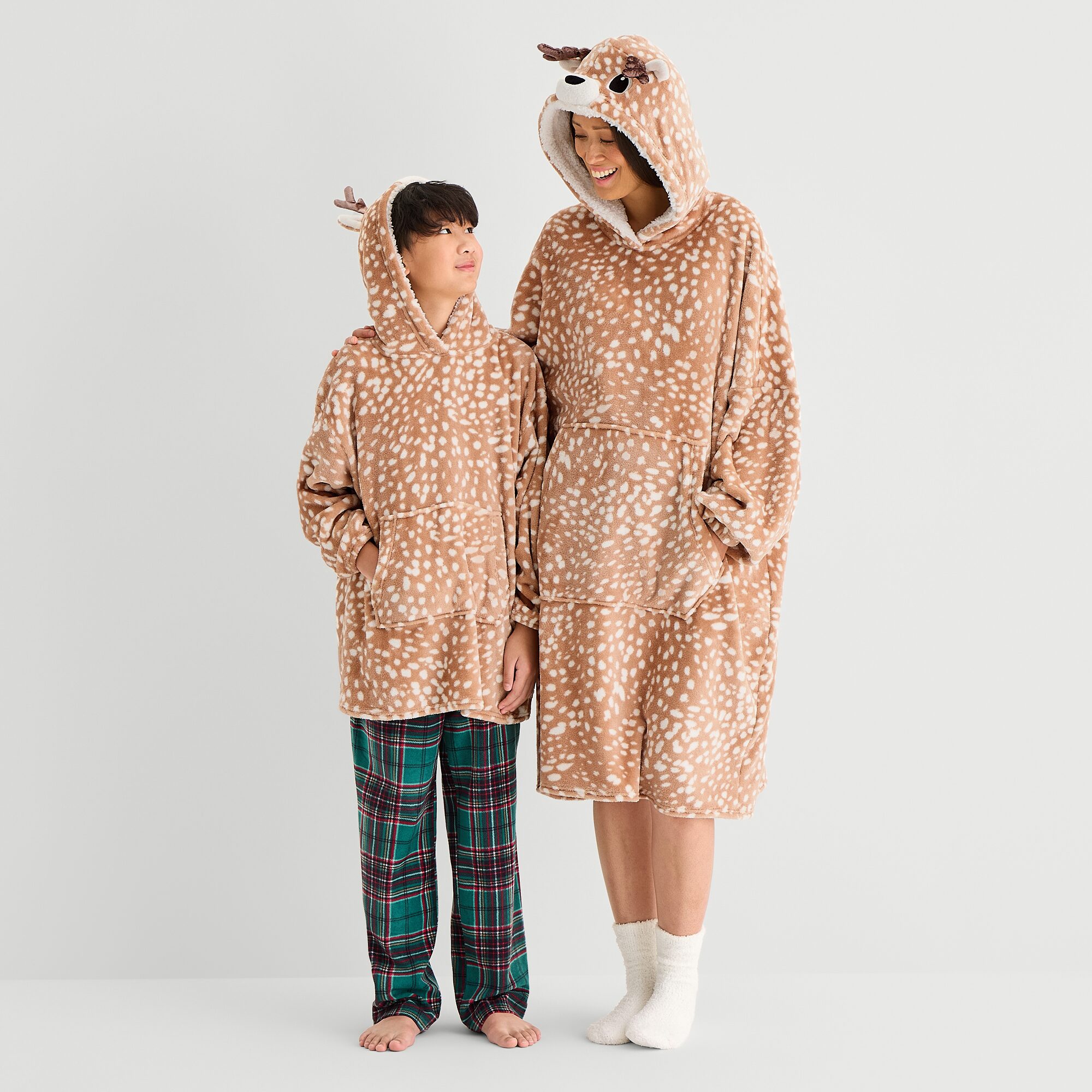 North Pole Trading Co. Unisex Adult Fleece Long Sleeve Hooded Matching Family Nightgown