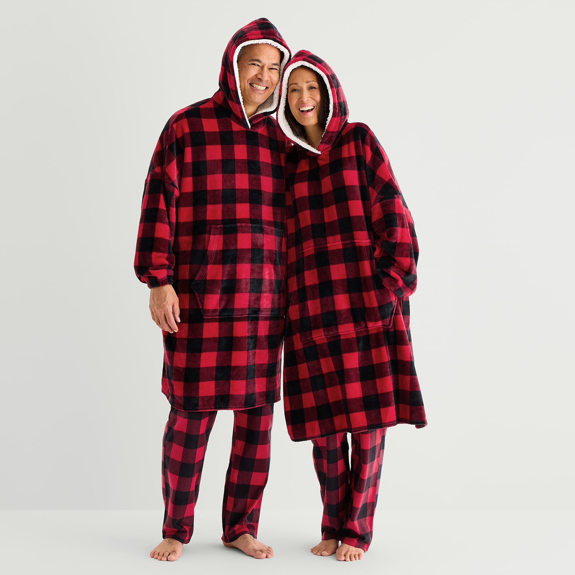 North Pole Trading Co. Unisex Adult Fleece Long Sleeve Hooded Matching Family Nightgown