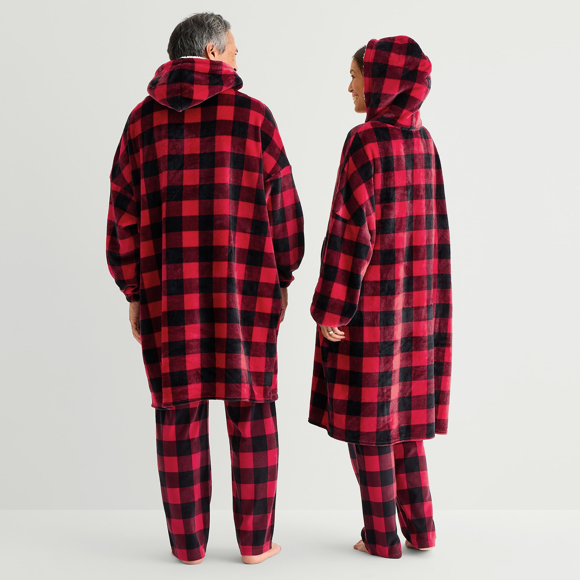 North Pole Trading Co. Unisex Adult Fleece Long Sleeve Hooded Matching Family Nightgown