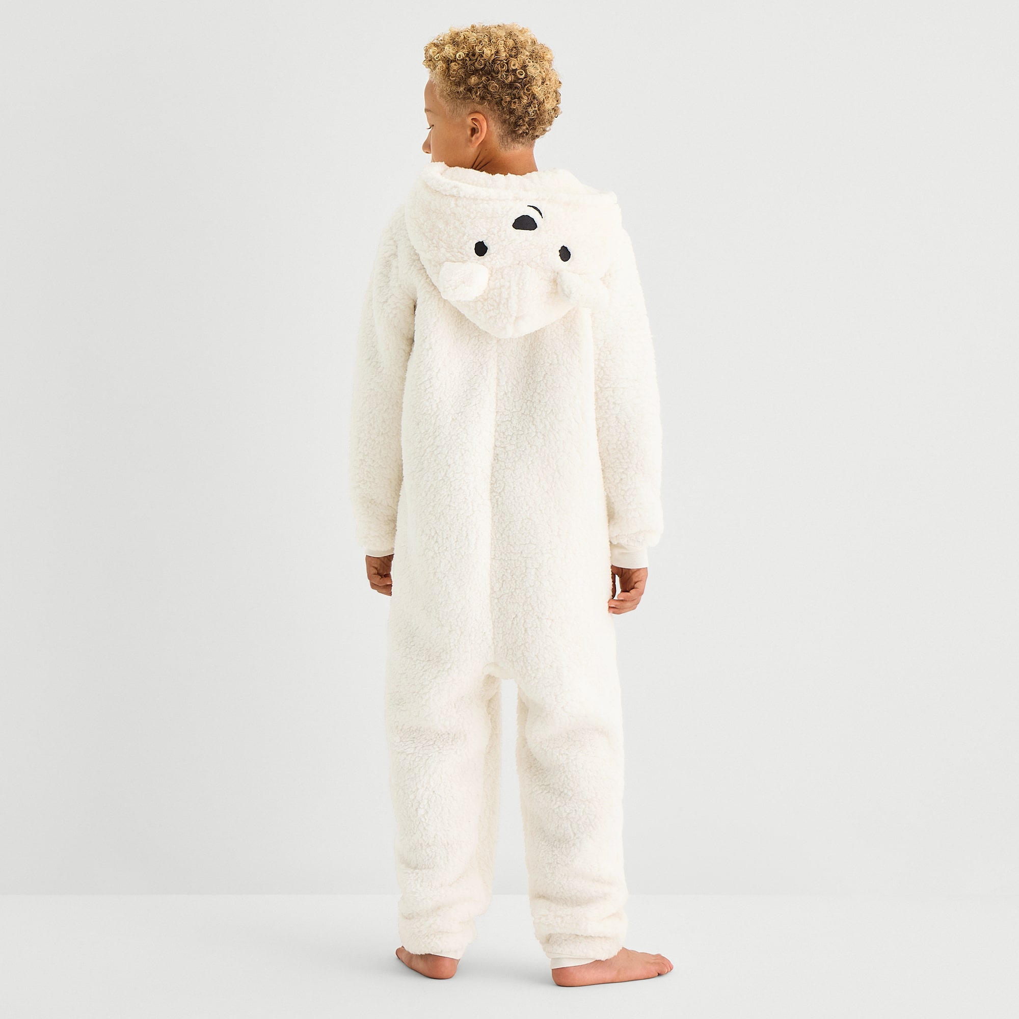 North Pole Trading Co. Little & Big Kid Sherpa Long Sleeve Hooded Matching Family One Piece Pajama