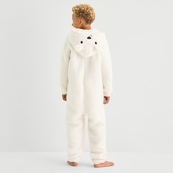 North Pole Trading Co. Little & Big Kid Unisex Sherpa Long Sleeve Hooded Matching Family One Piece Pajama