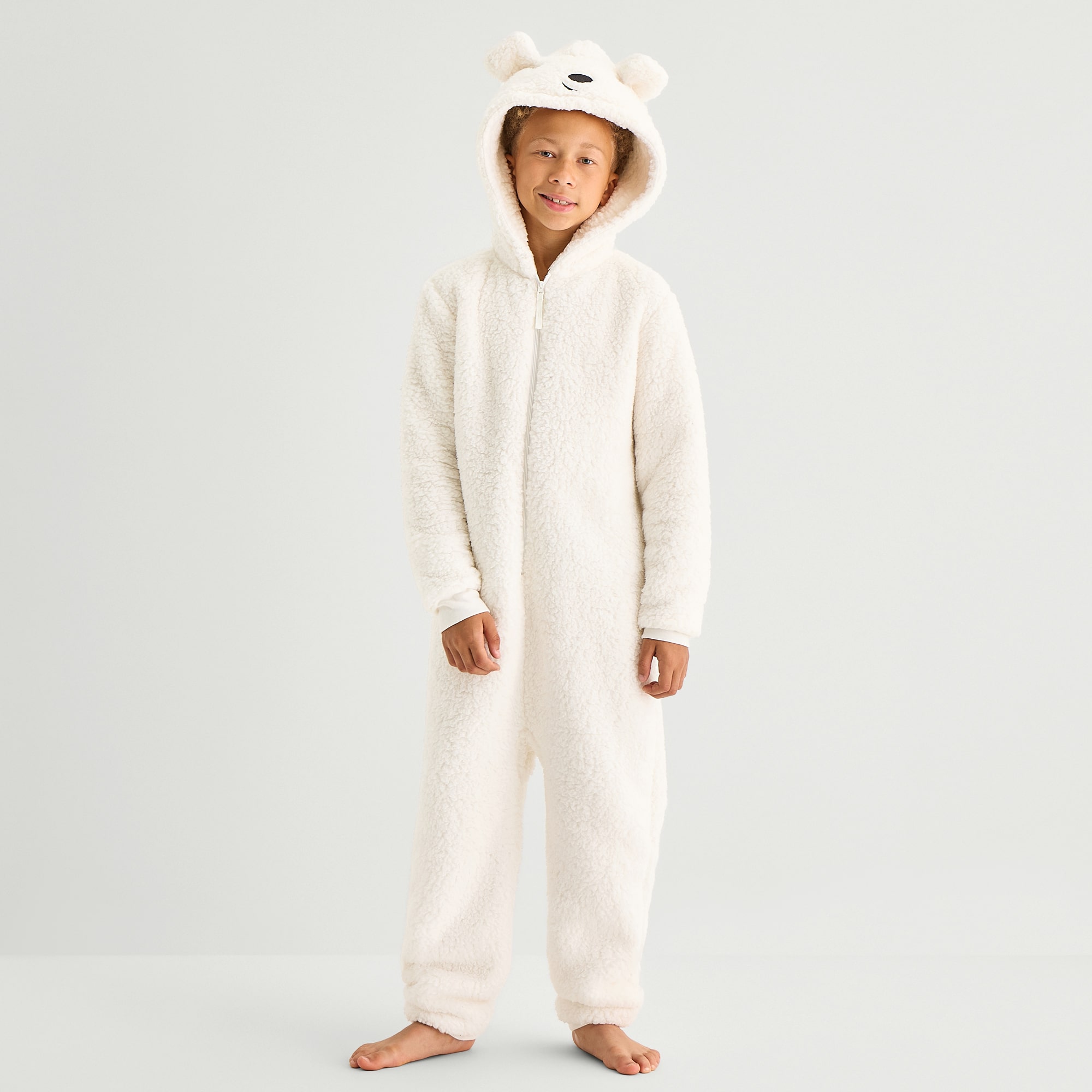 North Pole Trading Co. Little & Big Kid Sherpa Long Sleeve Hooded Matching Family One Piece Pajama