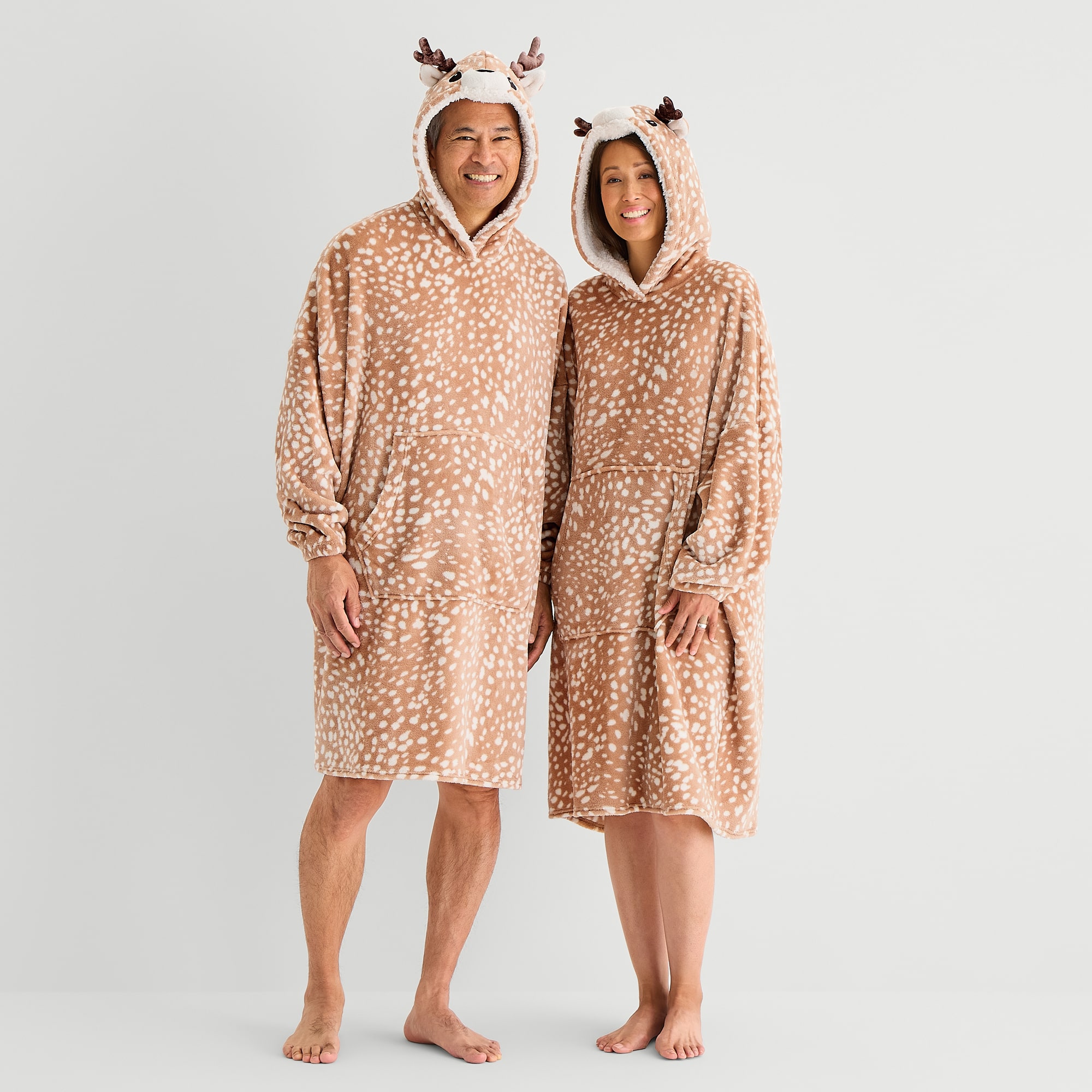 North Pole Trading Co. Unisex Adult Fleece Long Sleeve Hooded Matching Family Nightgown