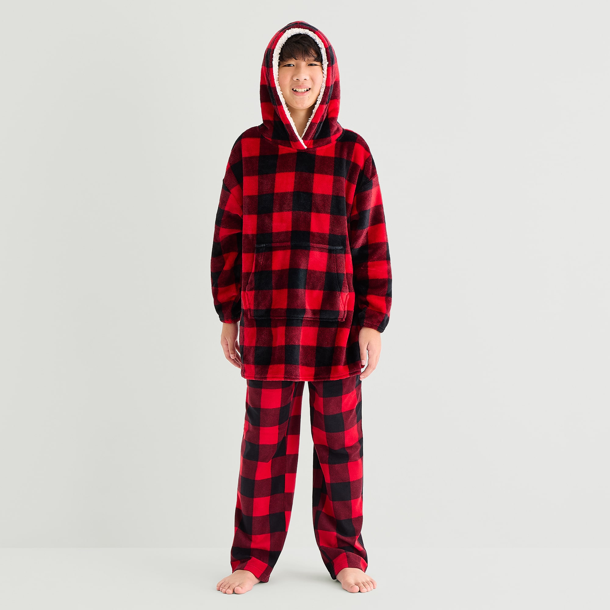 North Pole Trading Co. Little & Big Kid Unisex Long Sleeve Hooded Matching Family Nightgown