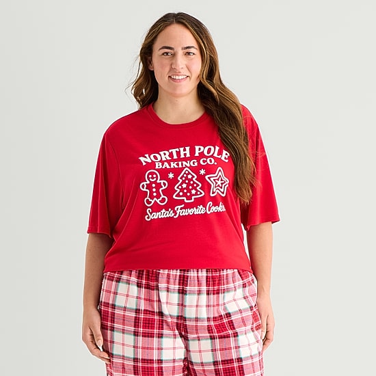 North Pole Trading Co. Unisex Adult Crew Neck Short Sleeve Matching Family Plus Pajama Top