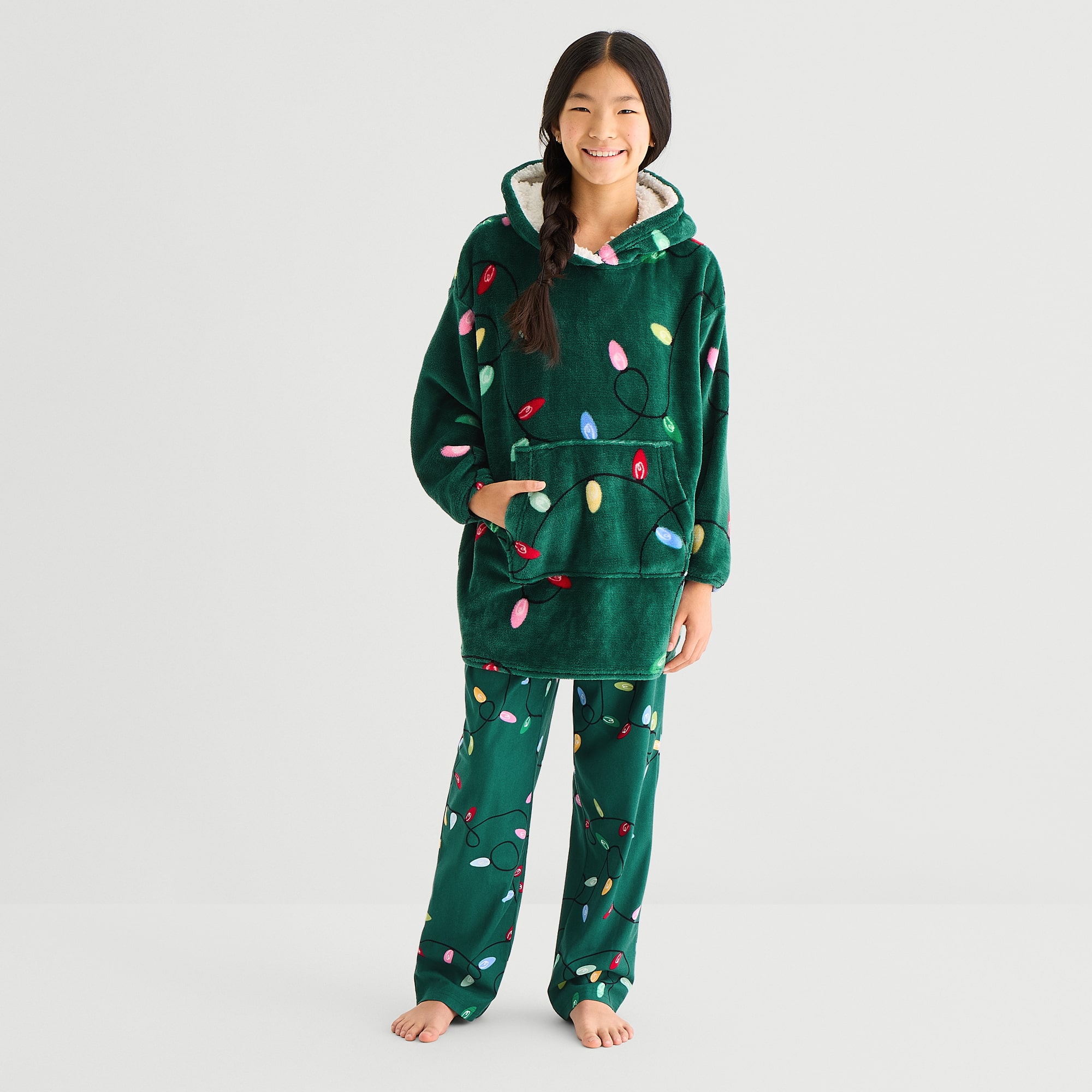 North Pole Trading Co. Little & Big Kid Unisex Long Sleeve Hooded Matching Family Nightgown