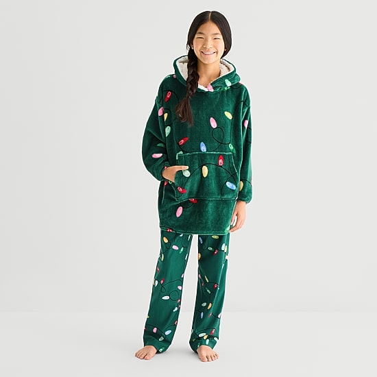 North Pole Trading Co. Little & Big Kid Unisex Long Sleeve Hooded Matching Family Nightshirt
