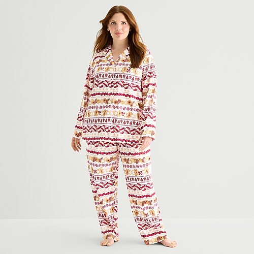 North Pole Trading Co . Womens Fleece Long Sleeve 2-pc. Matching Family Pajama Set In White