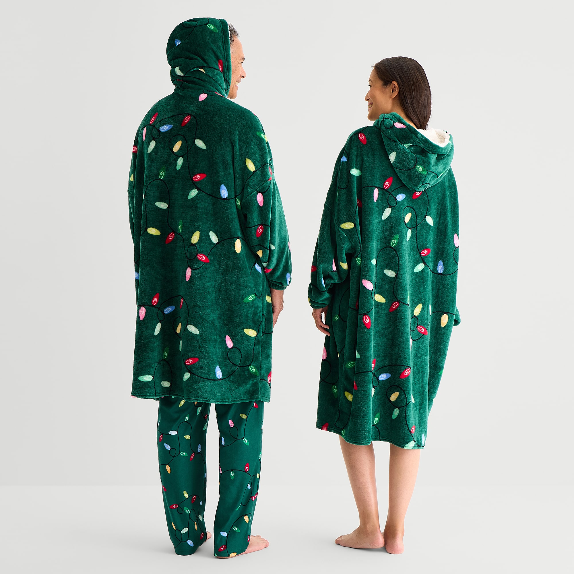 North Pole Trading Co. Unisex Adult Fleece Long Sleeve Hooded Matching Family Nightgown
