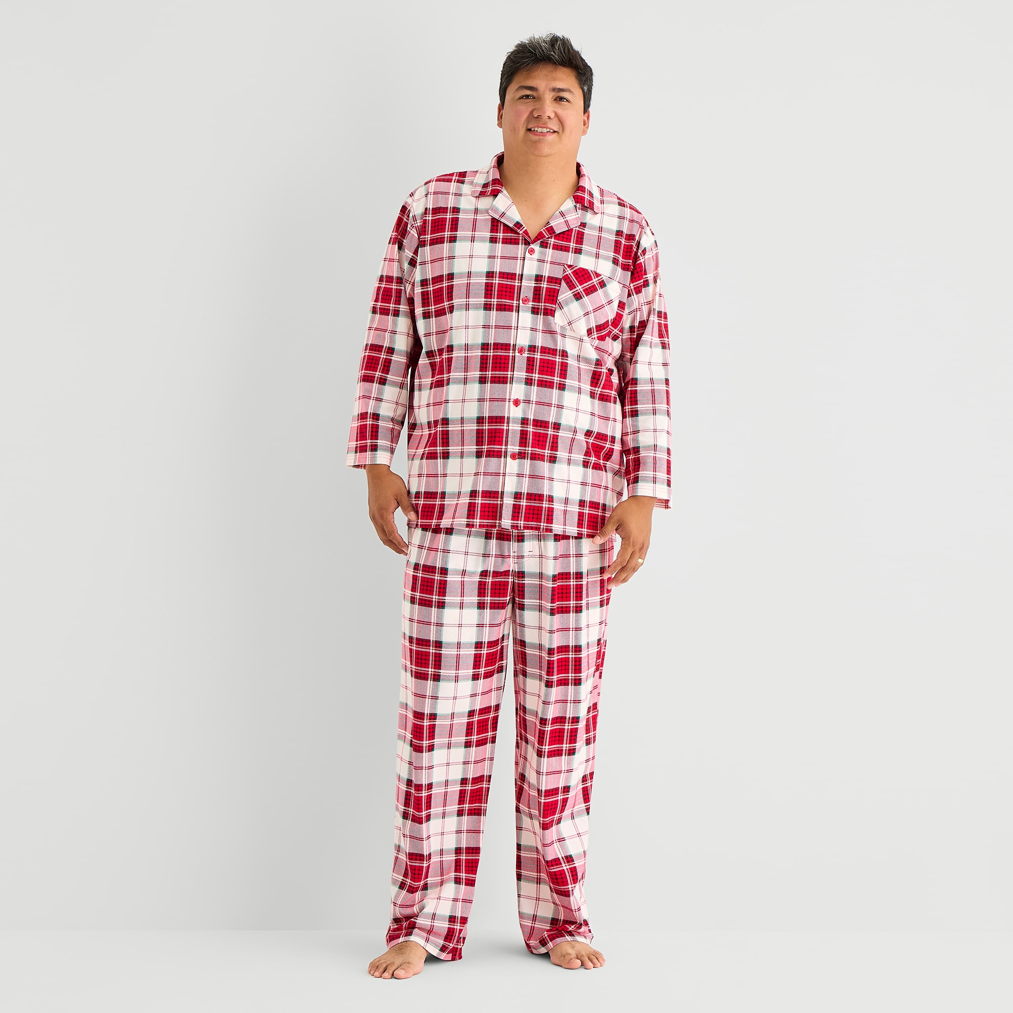 North Pole Trading Co. Mens Fleece Long Sleeve 2-pc. Big and Tall Pajama Set