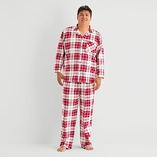 North Pole Trading Co . Mens Fleece Long Sleeve 2-pc. Big And Tall Pajama Set In Red