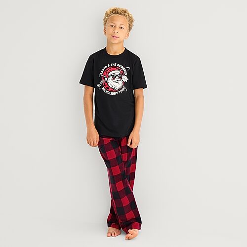 North Pole Trading Co . Little & Big Kid Crew Neck Short Sleeve Matching Family Pajama Top In Black