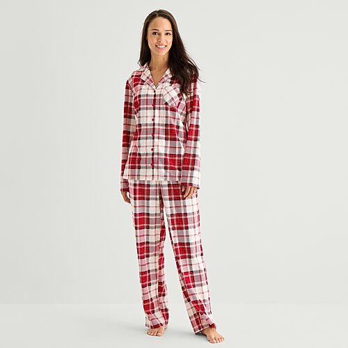 North Pole Trading Co . Womens Fleece Long Sleeve 2-pc. Pajama Set In Red