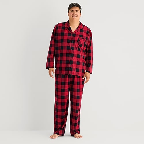 North Pole Trading Co . Mens Fleece Long Sleeve 2-pc. Matching Family Big And Tall Pajama Set In Red