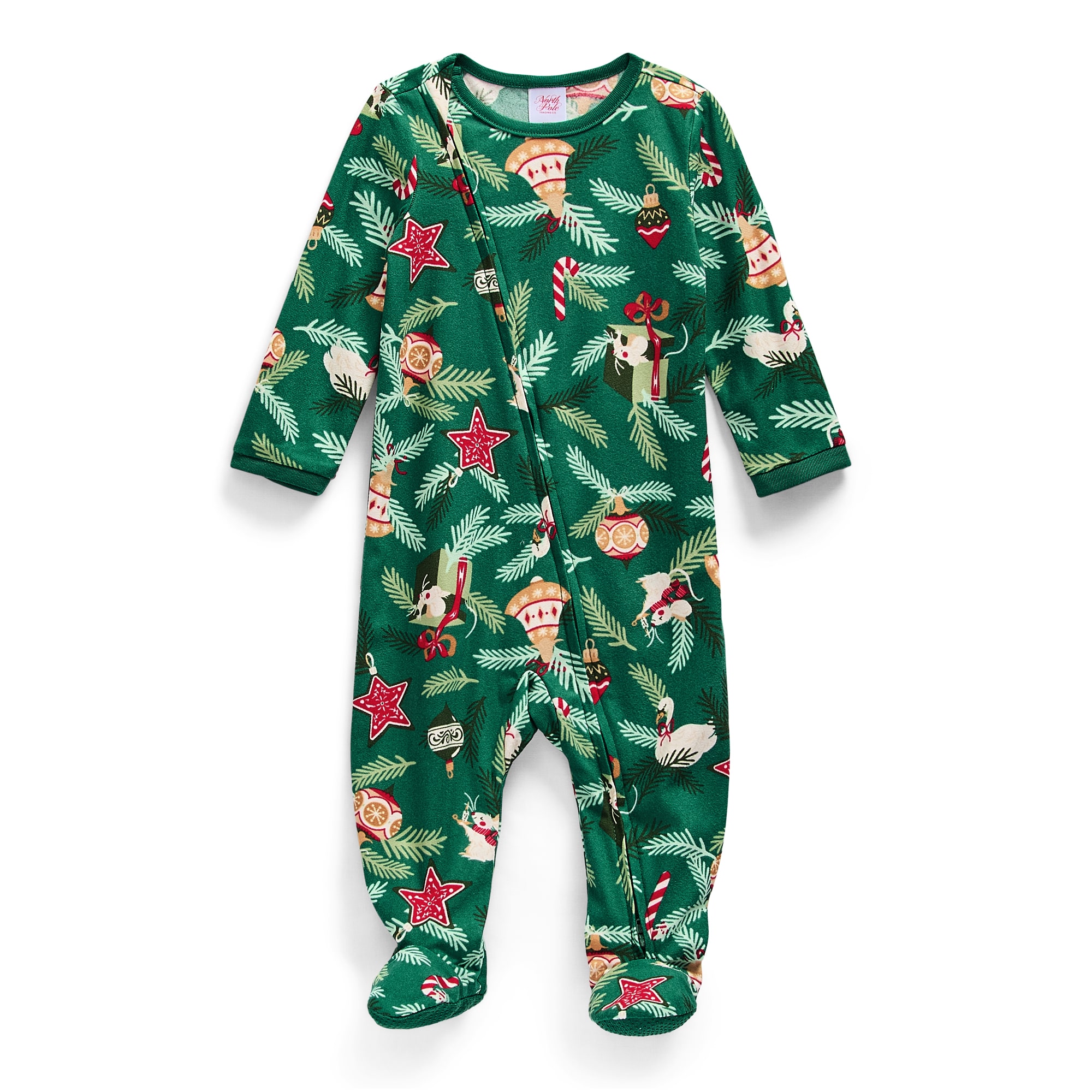 North Pole Trading Co. Baby Unisex Fleece Long Sleeve Crew Neck Footed Pajamas