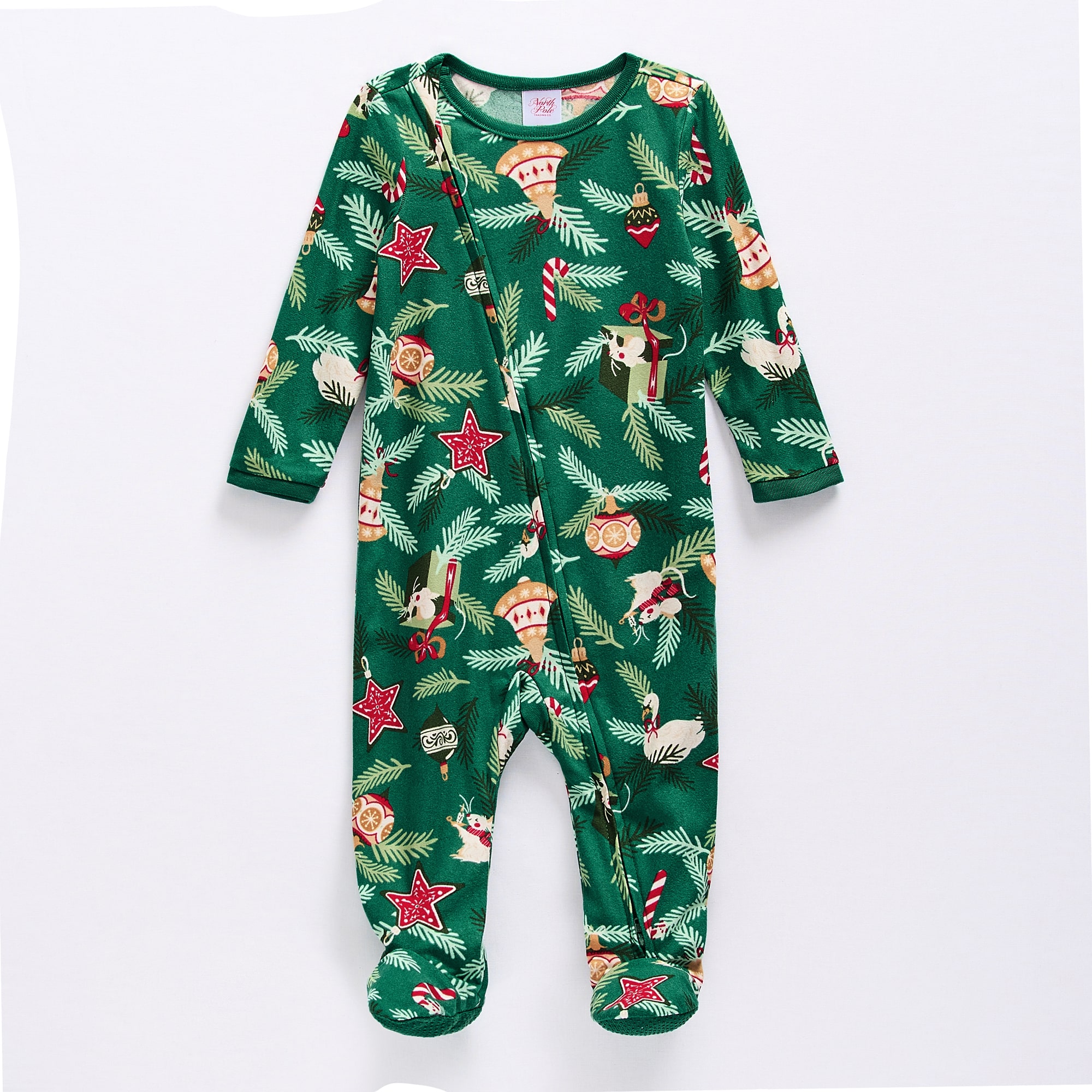 North Pole Trading Co. Baby Unisex Footed Fleece Long Sleeve Crew Neck Matching Family Pajamas