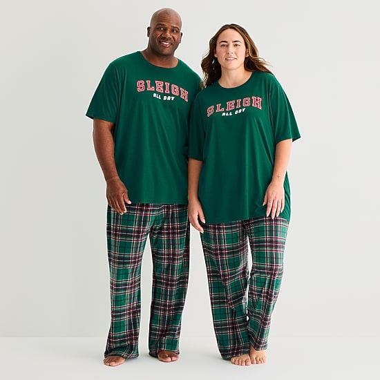 North Pole Trading Co. Unisex Adult Crew Neck Short Sleeve Matching Family Plus Pajama Top