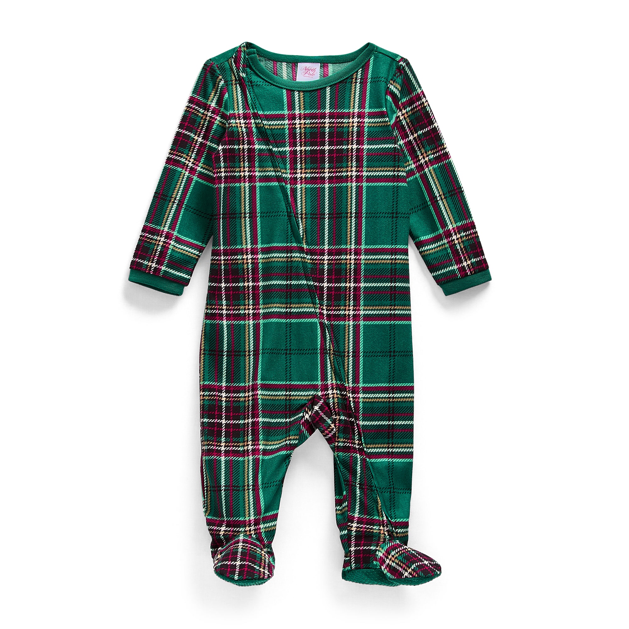 North Pole Trading Co. Fleece Long Sleeve Crew Neck Matching Family Footed Pajamas