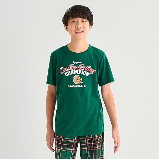 North Pole Trading Co. Little & Big Kid Crew Neck Short Sleeve Matching Family Pajama Top