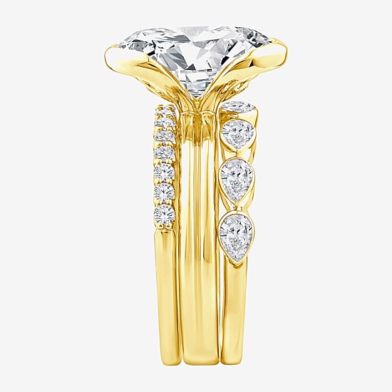 Grown Gorgeous (F / Vs2) Womens 4 CT. T.W. Lab Grown White Diamond 14K Gold Oval Side Stone Bridal Set
