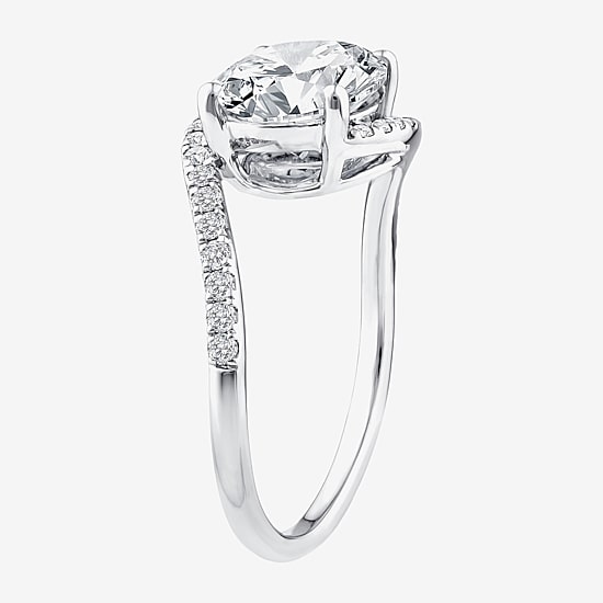 Grown Gorgeous (F / Vs2) Womens 3 CT. T.W. Lab Grown White Diamond 14K Gold Oval Side Stone Engagement Ring
