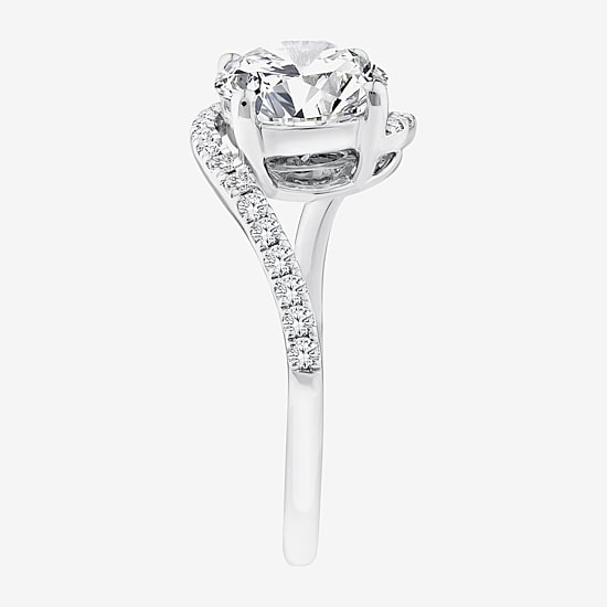 Grown Gorgeous (F / Vs2) Womens 3 CT. T.W. Lab Grown White Diamond 14K Gold Oval Side Stone Engagement Ring