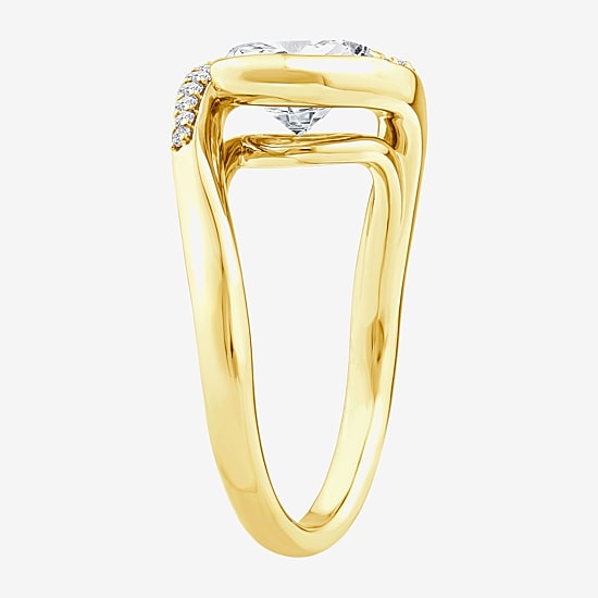 Grown Gorgeous (F / Vs2) Womens 2 1/3 CT. T.W. Lab Grown White Diamond 14K Gold Oval Side Stone Engagement Ring