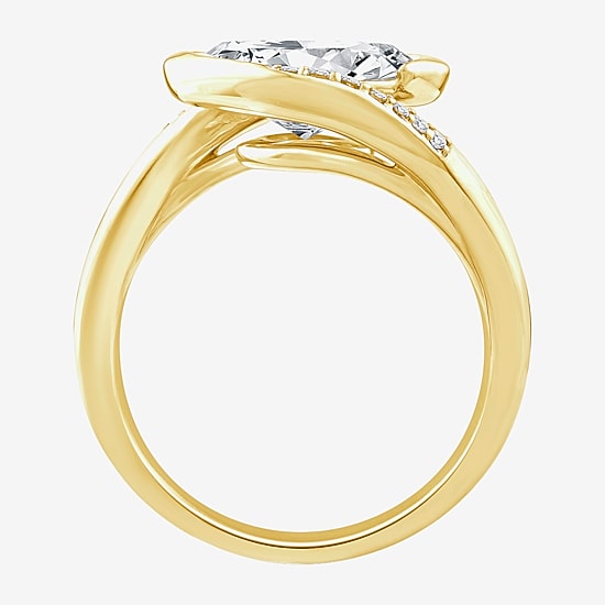 Grown Gorgeous (F / Vs2) Womens 2 1/3 CT. T.W. Lab Grown White Diamond 14K Gold Oval Side Stone Engagement Ring
