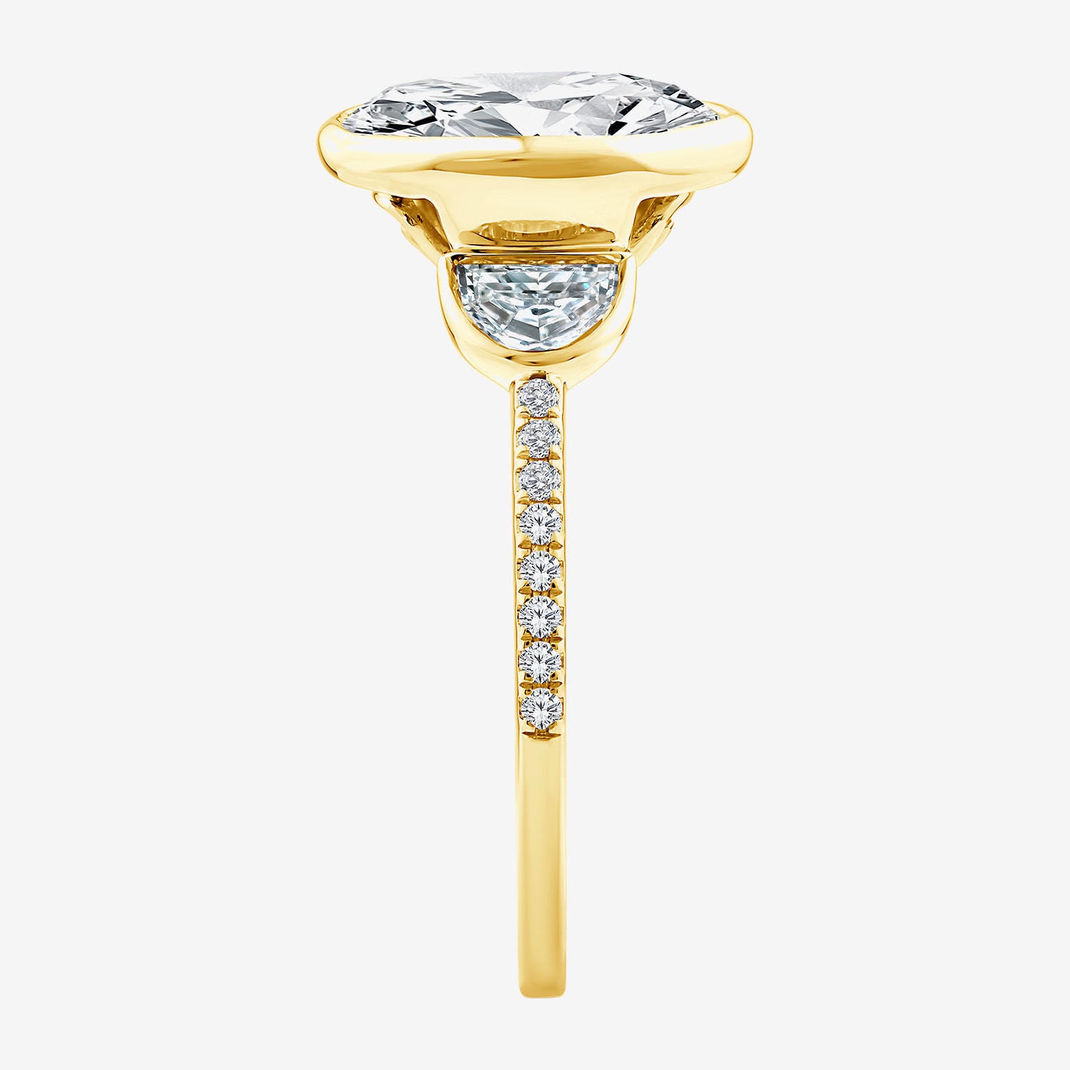 Grown Gorgeous (F / Vs2) Womens 2 3/4 CT. T.W. Lab White Diamond 14K Gold Oval Side Stone 3-Stone Engagement Ring