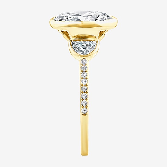 Grown Gorgeous (F / Vs2) Womens 2 3/4 CT. T.W. Lab Grown White Diamond 14K Gold Oval Side Stone 3-Stone Engagement Ring