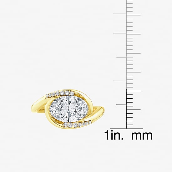 Grown Gorgeous (F / Vs2) Womens 2 1/3 CT. T.W. Lab Grown White Diamond 14K Gold Oval Side Stone Engagement Ring