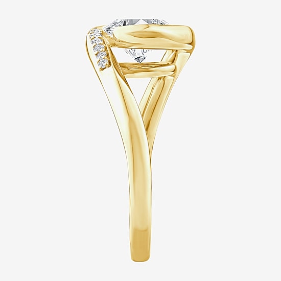 Grown Gorgeous (F / Vs2) Womens 2 1/3 CT. T.W. Lab Grown White Diamond 14K Gold Oval Side Stone Engagement Ring