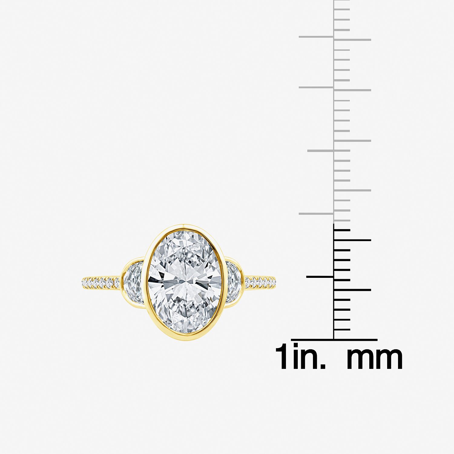 Grown Gorgeous (F / Vs2) Womens 2 3/4 CT. T.W. Lab White Diamond 14K Gold Oval Side Stone 3-Stone Engagement Ring