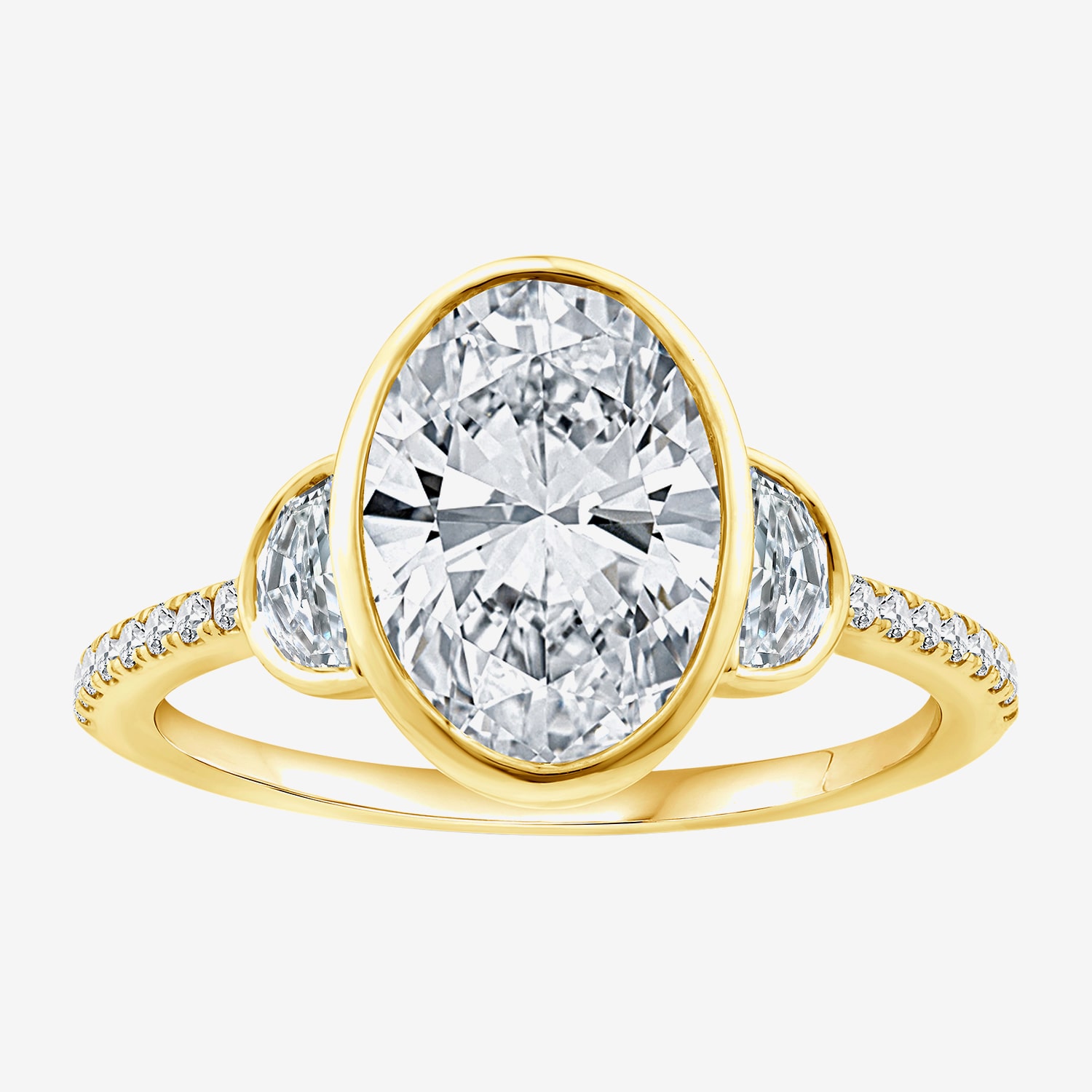 Grown Gorgeous (F / Vs2) Womens 2 3/4 CT. T.W. Lab White Diamond 14K Gold Oval Side Stone 3-Stone Engagement Ring