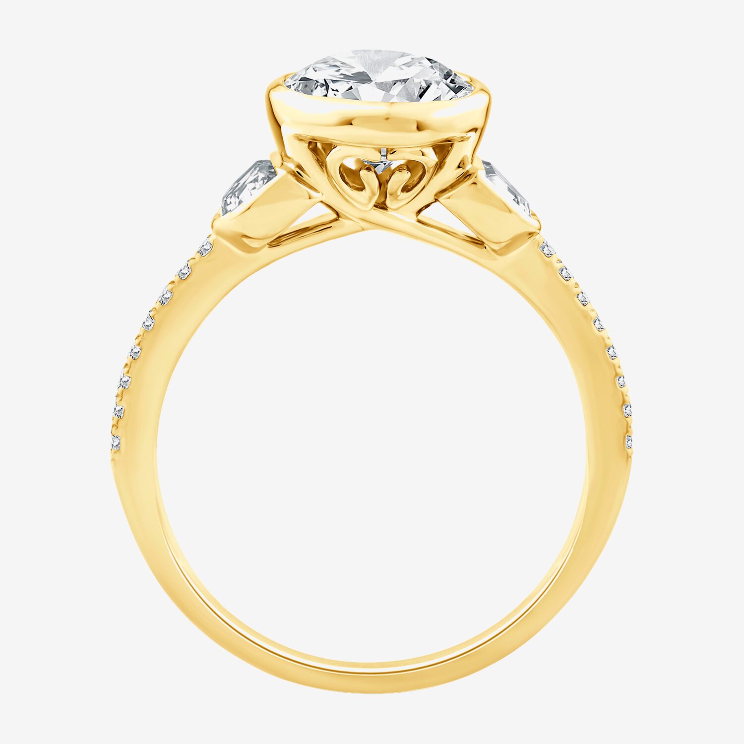Grown Gorgeous (F / Vs2) Womens 2 3/4 CT. T.W. Lab White Diamond 14K Gold Oval Side Stone 3-Stone Engagement Ring