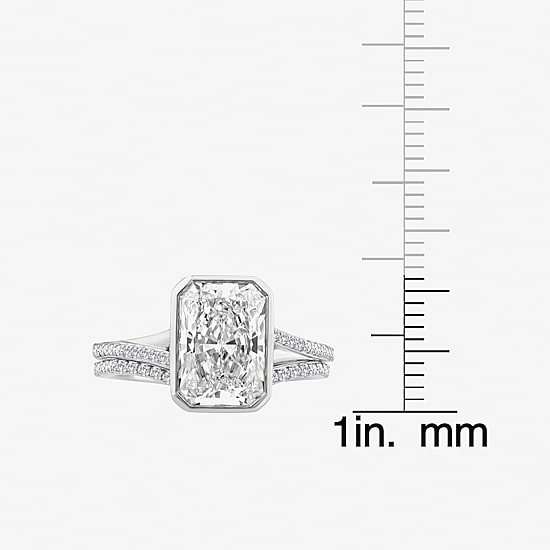 Grown Gorgeous (F / Vs2) Womens 3 1/4 CT. T.W. Lab Grown White Diamond 14K Gold Rectangular Side Stone Bridal Set