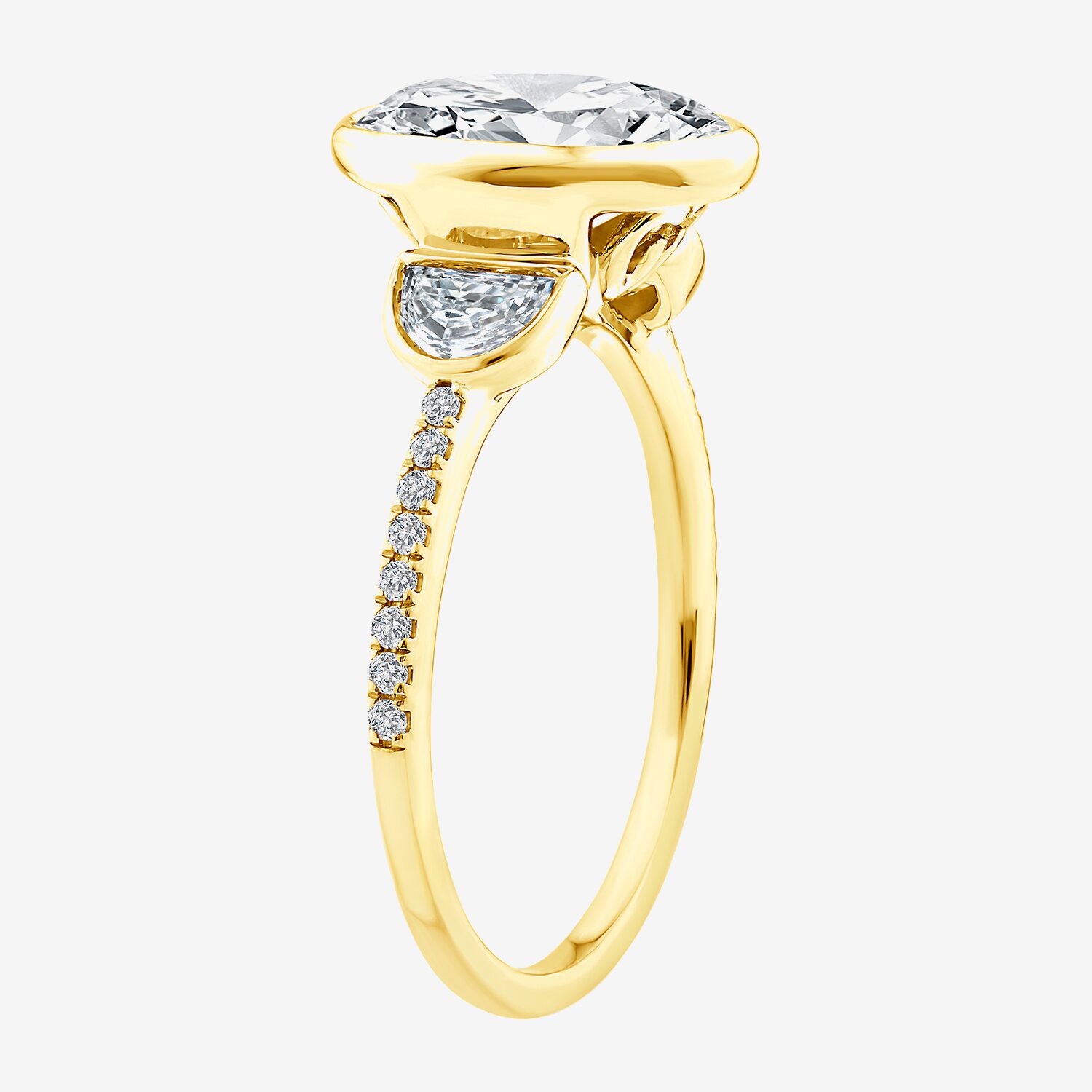 Grown Gorgeous (F / Vs2) Womens 2 3/4 CT. T.W. Lab White Diamond 14K Gold Oval Side Stone 3-Stone Engagement Ring