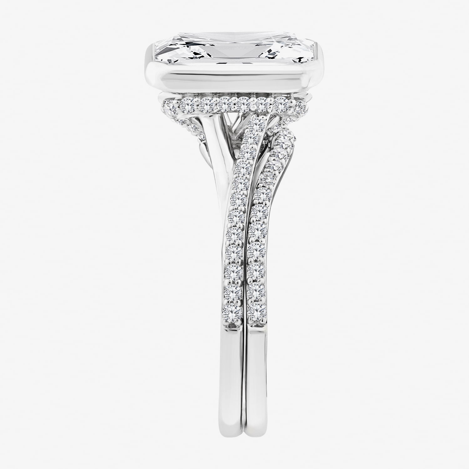 Grown Gorgeous (F / Vs2) Womens 3 1/4 CT. T.W. Lab White Diamond 14K Gold Rectangular Side Stone Bridal Set