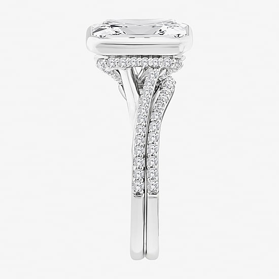Grown Gorgeous (F / Vs2) Womens 3 1/4 CT. T.W. Lab Grown White Diamond 14K Gold Rectangular Side Stone Bridal Set