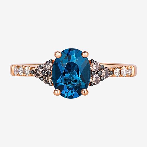 Le Vian Grand Sample Sale Le Vian Grand Sample Sale Limited Quantities! Womens 1/4 CT. T.W. Genuine Blue Topaz 14K Rose Gold Oval Cocktail Ring, 7, Bl
