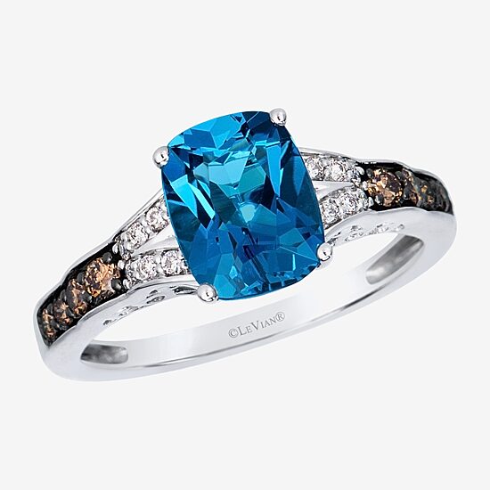 Le Vian Grand Sample Sale Le Vian Grand Sample Sale Limited Quantities! Womens 1/4 CT. T.W. Genuine Blue Topaz 14K White Gold Cushion Cocktail Ring