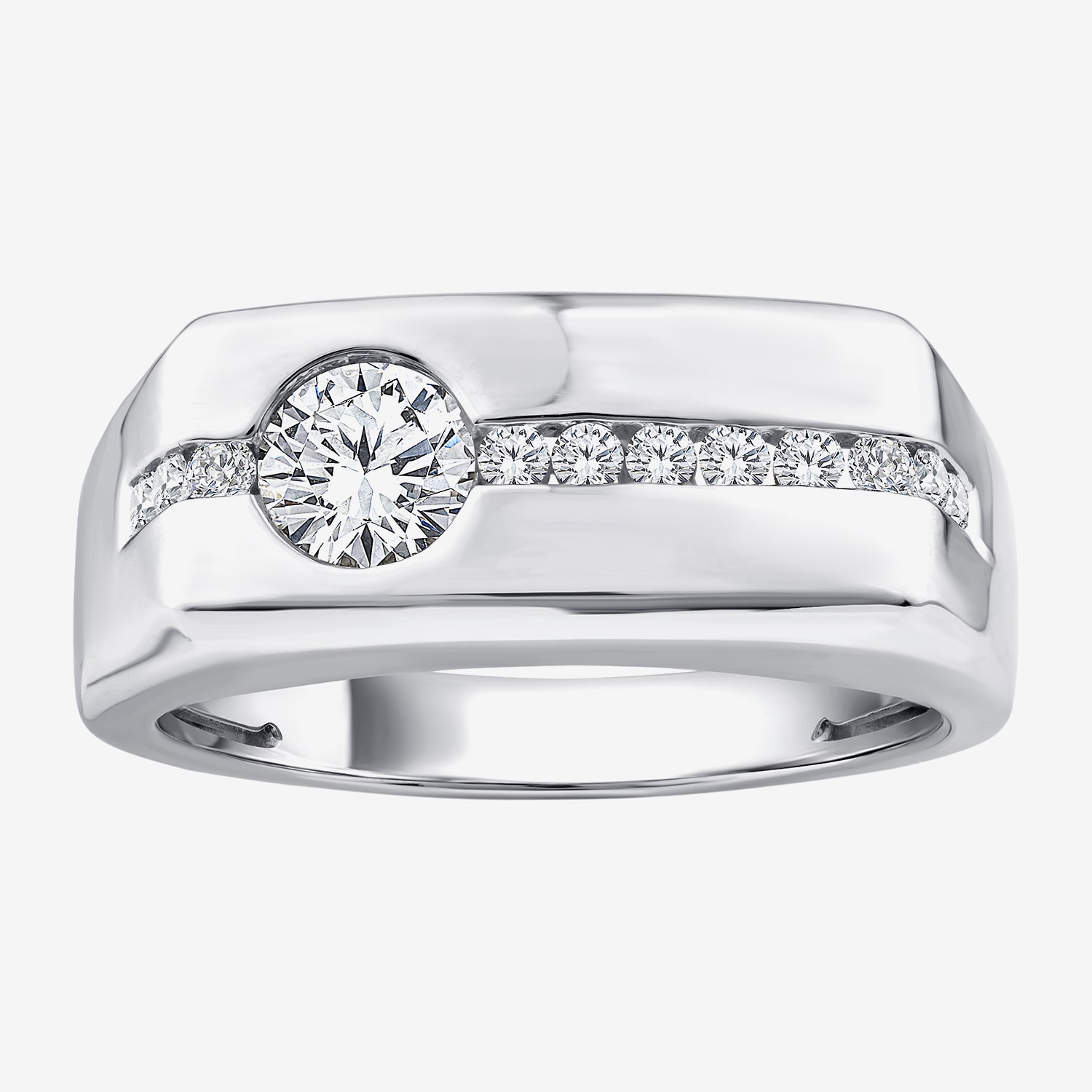 F / Vs2) Mens / CT. T.W. Lab Grown White Diamond 14K Gold Engagement Ring