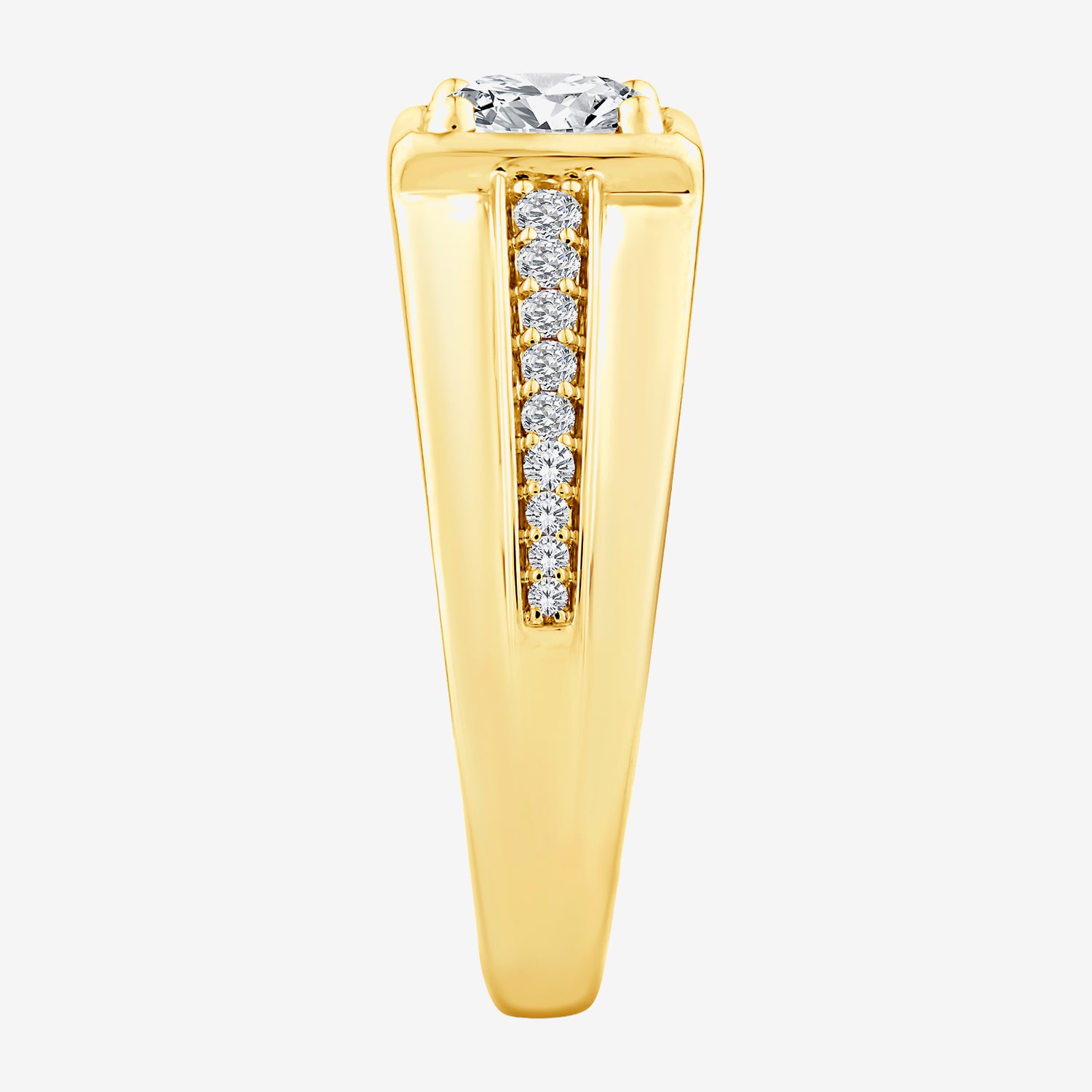 (F / Vs2) Mens 1 3/8 CT. T.W. Lab Grown White Diamond 14K Gold Round Engagement Ring