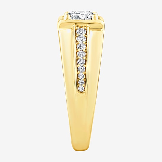 (F / Vs2) Mens 1 3/8 CT. T.W. Lab Grown White Diamond 14K Gold Round Engagement Ring