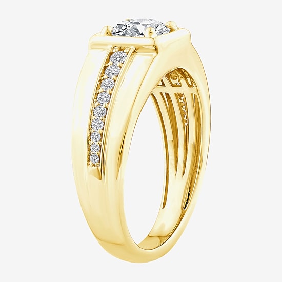 (F / Vs2) Mens 1 3/8 CT. T.W. Lab Grown White Diamond 14K Gold Round Engagement Ring