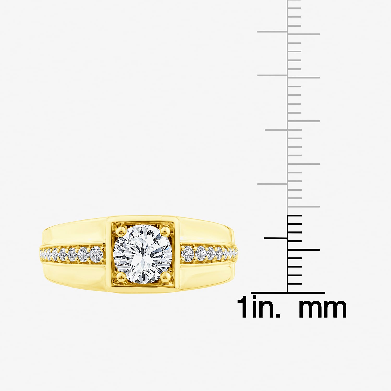 (F / Vs2) Mens 1 3/8 CT. T.W. Lab Grown White Diamond 14K Gold Round Engagement Ring