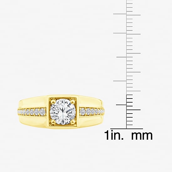 (F / Vs2) Mens 1 3/8 CT. T.W. Lab Grown White Diamond 14K Gold Round Engagement Ring