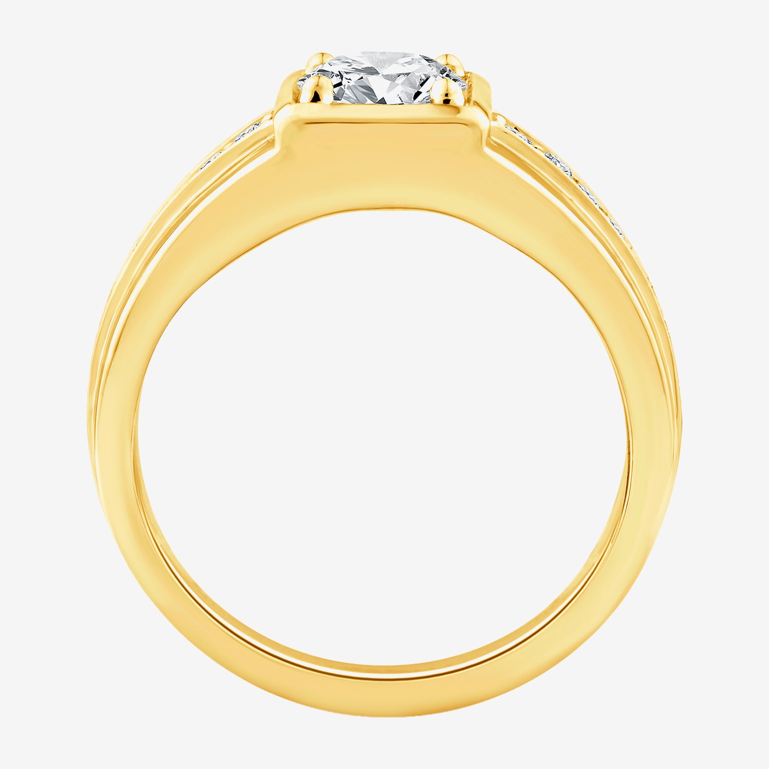 (F / Vs2) Mens 1 3/8 CT. T.W. Lab Grown White Diamond 14K Gold Round Engagement Ring