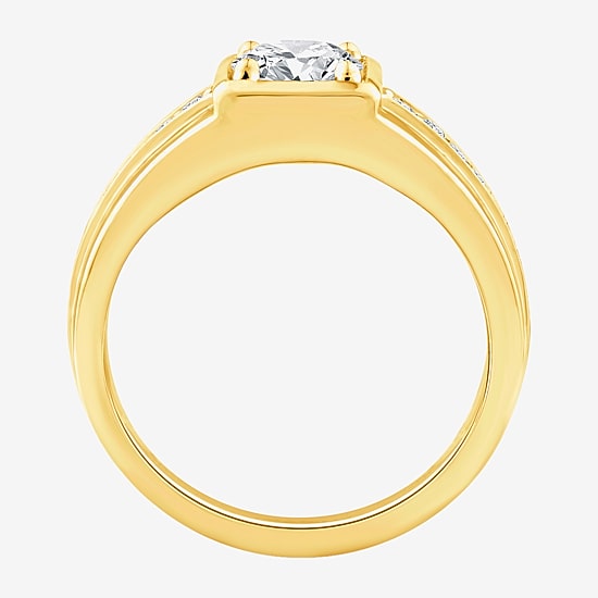 (F / Vs2) Mens 1 3/8 CT. T.W. Lab Grown White Diamond 14K Gold Round Engagement Ring