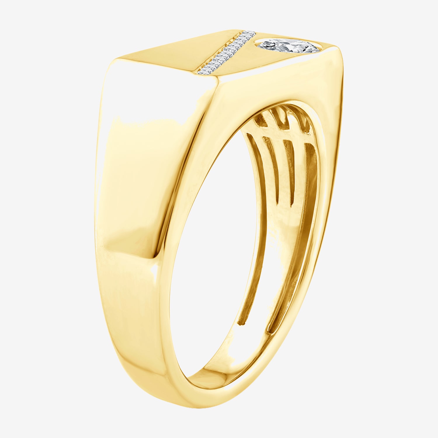 (F / Vs2) Mens 1/2 CT. T.W. Lab Grown White Diamond 14K Gold Engagement Ring